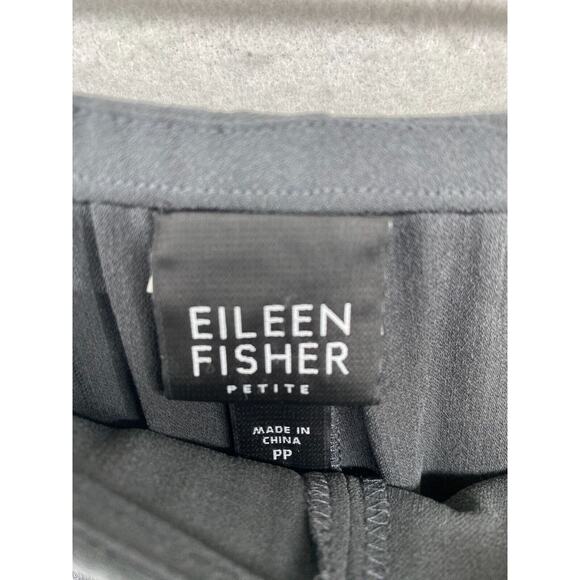 EILEEN FISHER Pants PP Petite Silk Georgette Crepe Pull On Side Zip Gray - Picture 5 of 11
